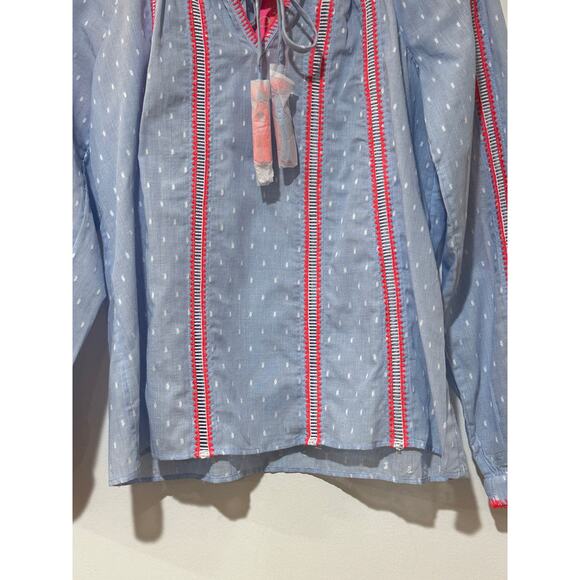 Lilly Pulitzer Mardi Long Sleeve Tunic Top Blue Periwinkle Chambray Size XS NWT - Picture 6 of 13